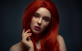 Redhair ring pose portrait blueeyes - preraphaelitism free wallpaper