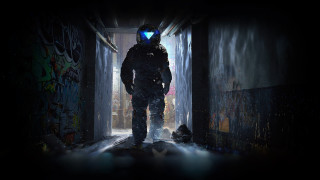 Space suit man doorway graffiti - a doorway free wallpaper for desktop