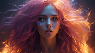 Pink hair blue eyes star - her forehead free wallpaper