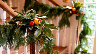 Christmas garland fruit greenery banister - ornamental free wallpaper