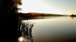 Lake hill trees sunset water - carpoforo tencalla free wallpaper