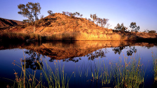 Lake hill grass boat autumn - albert namatjira free wallpaper