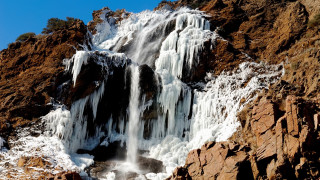 Mountain waterfall ice ecological art - arkhip kuindzhi free wallpaper