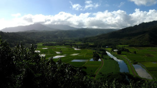 Valley river mountains clouds panorama - a view of a valley free wallpaper