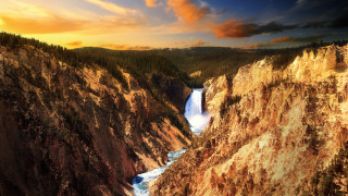 River canyon mountains waterfall autumn - a canyon free wallpaper