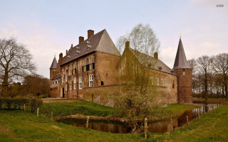 Large brick building towers pond - barthel bruyn free wallpaper for desktop