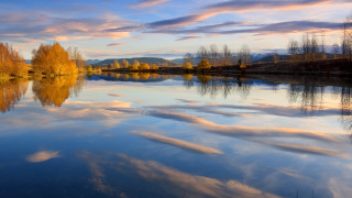 Lake trees clouds autumn landscape - a few tree free wallpaper for desktop
