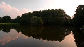Lake trees clouds sunset reflections - tonalism free wallpaper