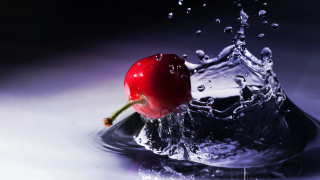 Red cherry water splash photorealistic - a water splash free wallpaper