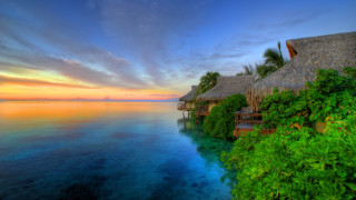 Tropical resort sunset beach ocean - tropical free wallpaper