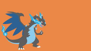 Blue black dragon orange background - dragon free wallpaper
