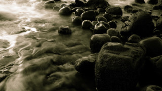 River water rocks nature blackandwhite - a few rock free wallpaper