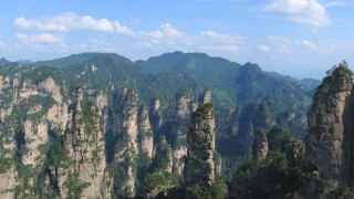 Mountain range trees clouds lake 2 - an zhengwen free wallpaper