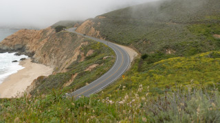 Ocean hill cliff foggy sky - a cliff in the background free wallpaper