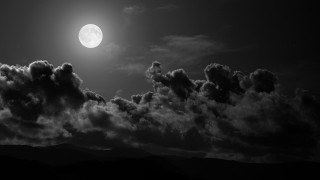 Full moon clouds mountains black 3 - free 3d render wallpaper for desktop