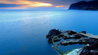 Boat rocky shore bird scenery - choi buk free wallpaper