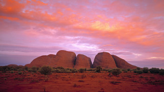 Desert sunset rocks pink sky - albert namatjira free wallpaper