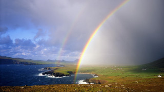 Rainbow water greenhills magicrealism beach - free seasons wallpaper