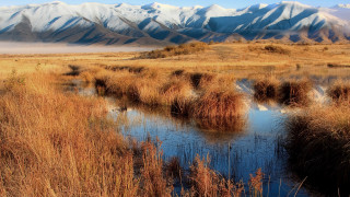 Small stream dry grass mountains - dry free wallpaper