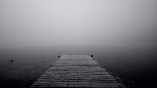 Foggy dock with people matte - a foggy day free wallpaper