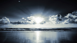 Sunshine clouds ocean beach rayonism - crepuscular free wallpaper
