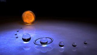 Glowing orange planet moon reflection - a table together free wallpaper