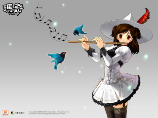 Woman flute birds background alice - official art free wallpaper for desktop