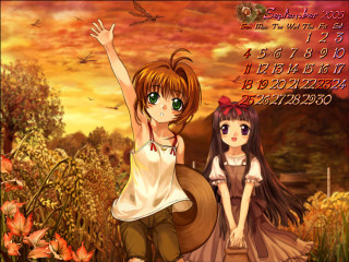 Anime girls autumn field flowers - a field of flowers free wallpaper