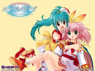 Anime girls yellow background blue - hair free wallpaper