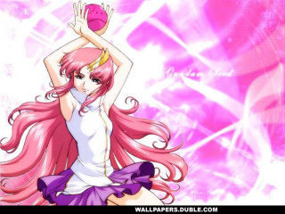 Pink hair girl holding ball - swirl free wallpaper