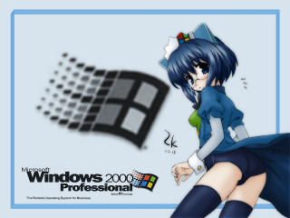 Girl blue dress window logo - 4k resolution free wallpaper