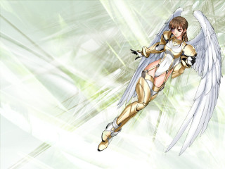Angel wings fantasy armor sunlight - a white background behind her free wallpaper