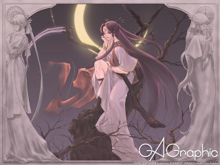 Woman sitting tree fullmoon anime - a full moon in the background free wallpaper for desktop