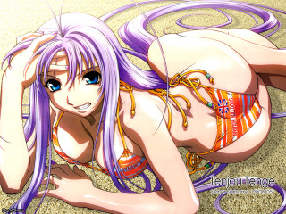 Purple hair bikini woman eizan - a hose free wallpaper for desktop