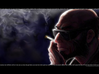 Bald old man smoking celshaded - edward ben avram free wallpaper