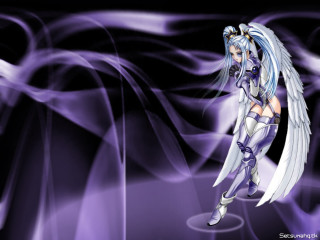 White haired angel wings fantasy - smoke free wallpaper for desktop