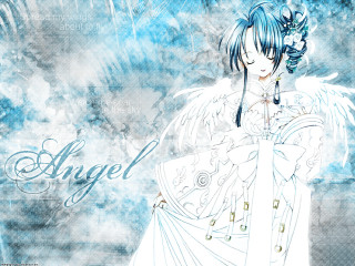 Blue haired angel girl white - a white angel free wallpaper for desktop