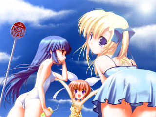 Beach girls rayonism anime blonde - a group of women free wallpaper for desktop