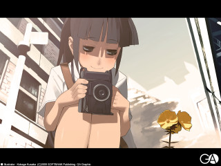 Girl camera flower building screenshot - a camera in front free wallpaper