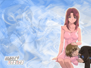 Woman pink dress man black 2 - a black suit free wallpaper