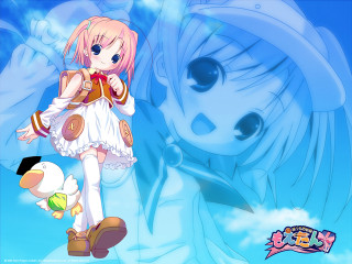 Girl cat blue sky yayoi - behind her free wallpaper