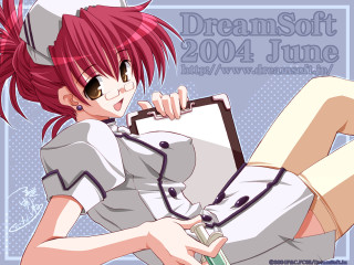 Eizan kikukawa nurse polka dot - her hand and a hat free wallpaper