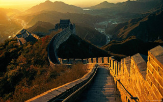 Great wall china sunset mountain - the top of the mountain free wallpaper