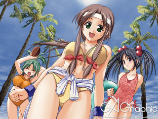 Anime girls woods bottle beach - a bottle free wallpaper