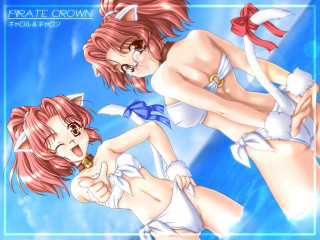 Anime girls white lingerie cat - furry art free wallpaper