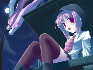 Woman hat tie snake moon - lovecraftian free wallpaper