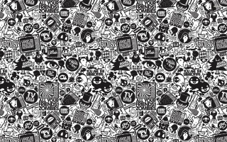 Black white pattern different things - a phone free wallpaper