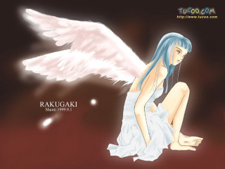 Blue haired girl angel wings 2 - ayako rokkaku free wallpaper for desktop