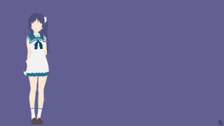 Girl short dress purple background - asai chū free wallpaper for desktop