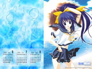 Blue bubbles sailor girl illustration - a calendar free wallpaper